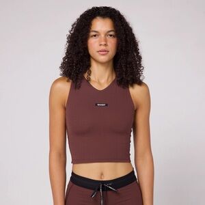 Bandit Running - Aurora gridlock v-neck race crop chocolate brown size small